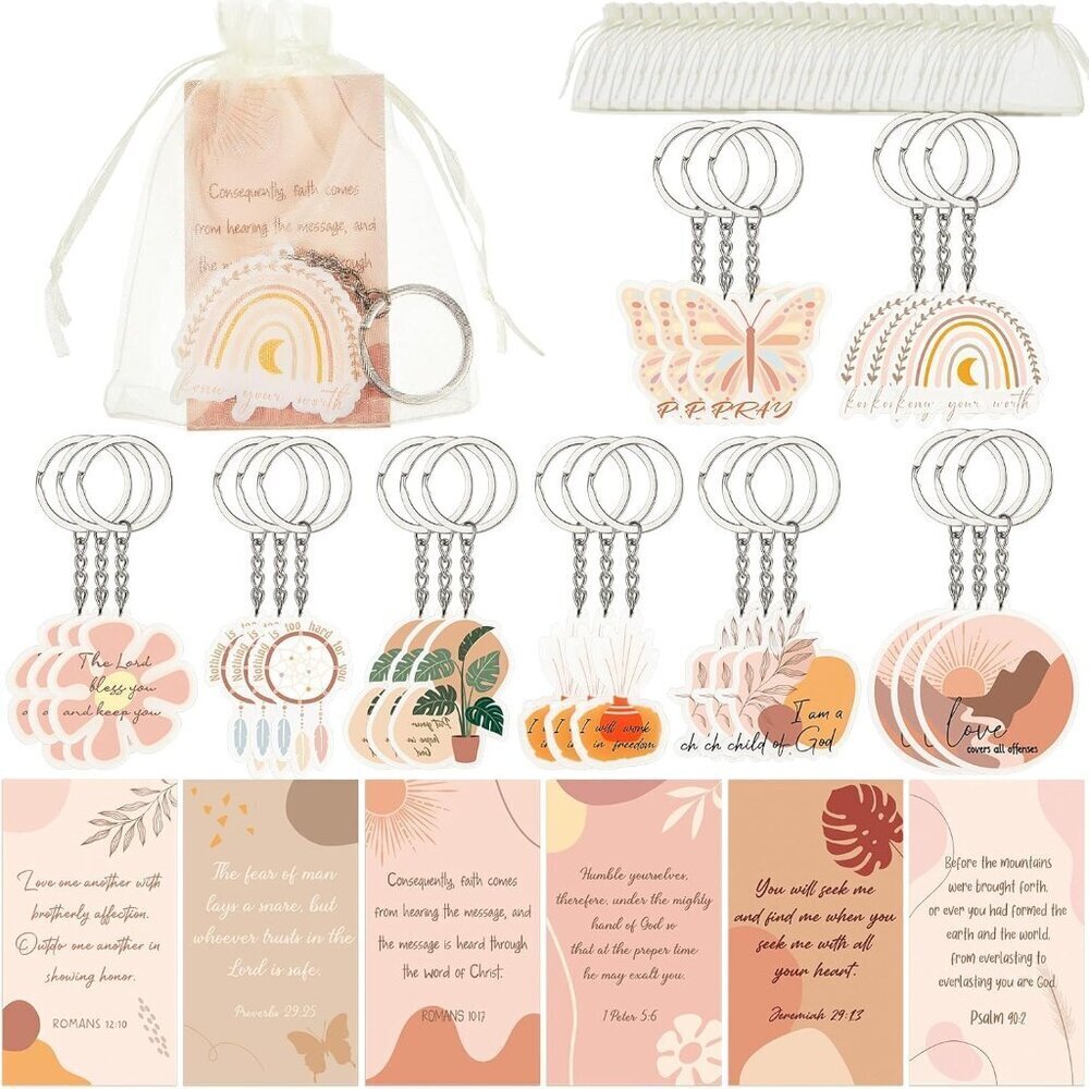 Christian Keychains Gifts Set Women Religious Bible Verse Inspirational Bag